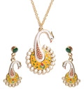 Gold-Polished Alloy Peacock Pendant Necklace - The Pari
