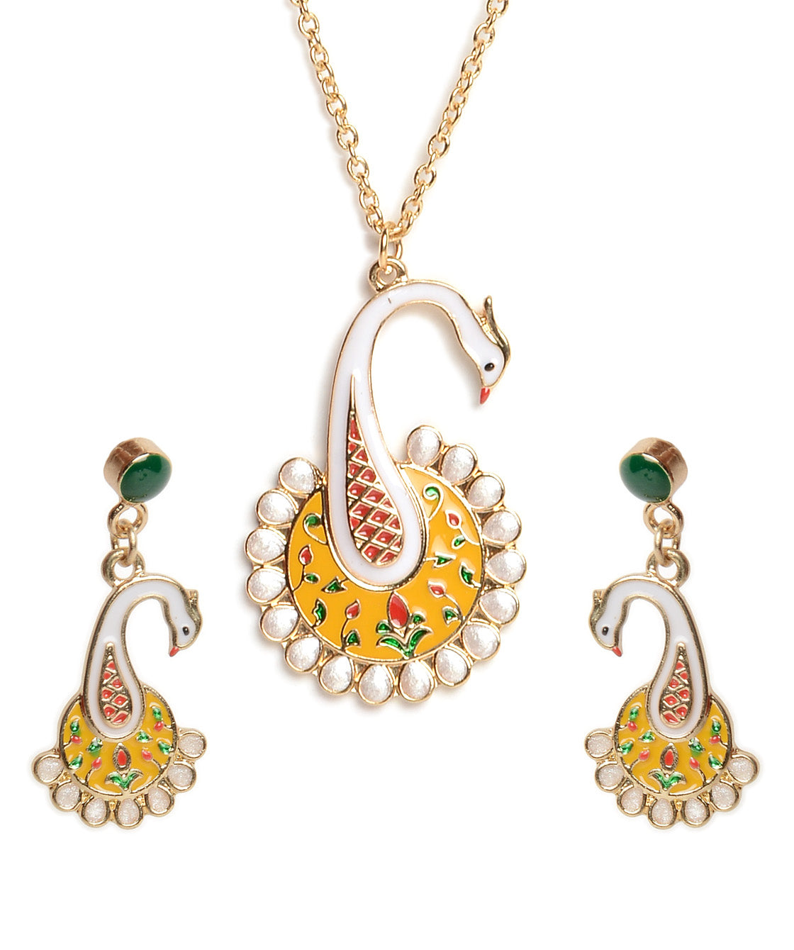 Gold-Polished Alloy Peacock Pendant Necklace - The Pari
