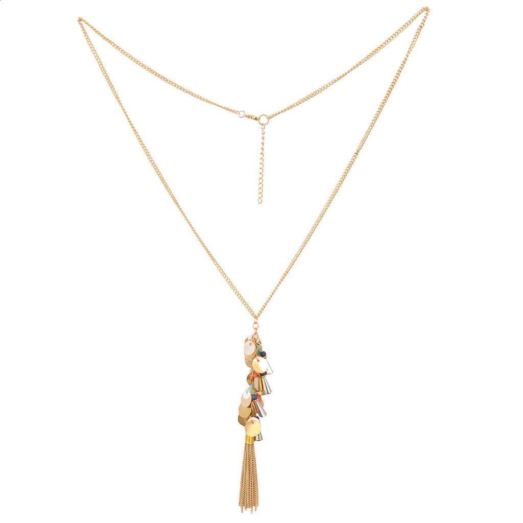 Gold-Polished Alloy Long Multi Chain Necklace - The Pari
