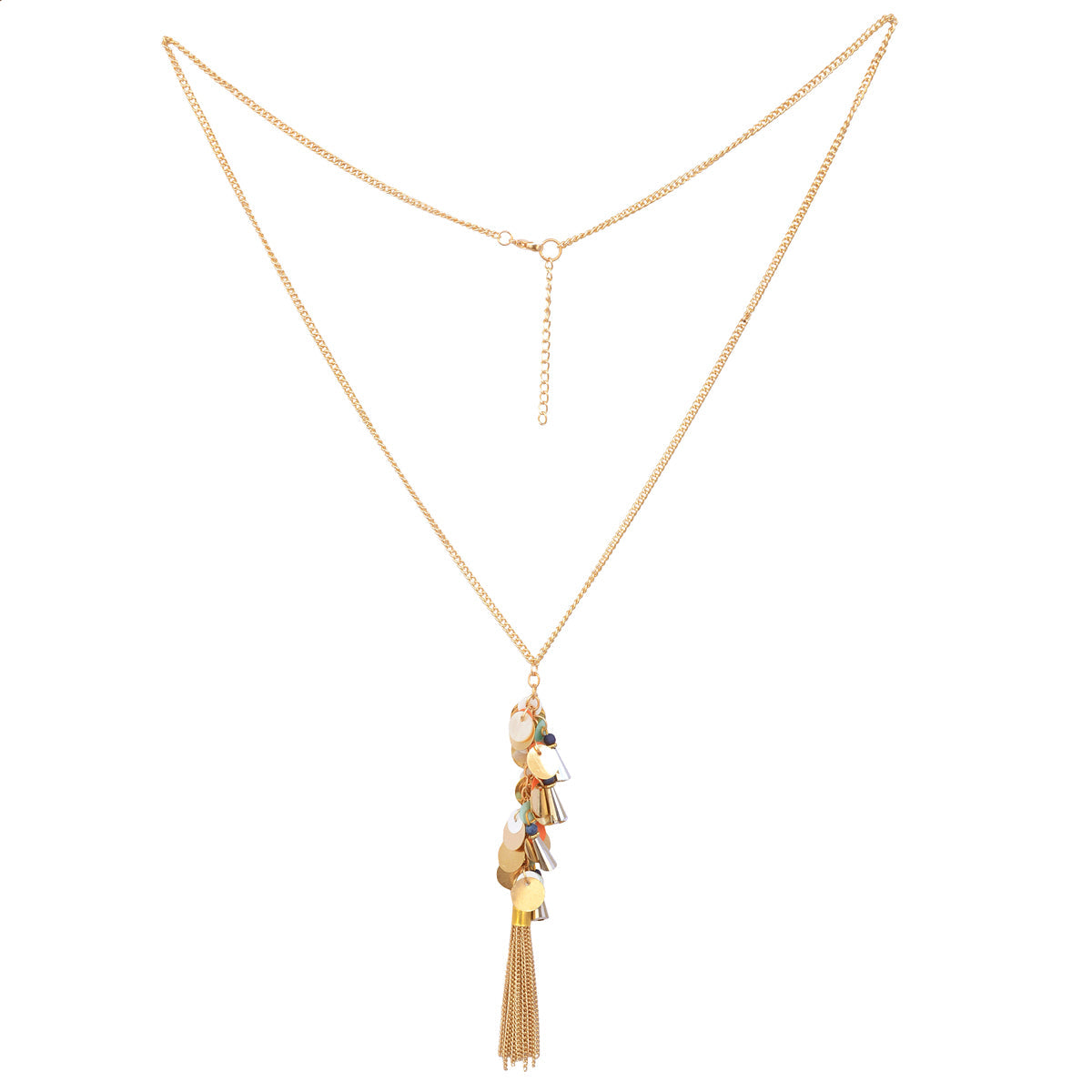 Gold-Polished Alloy Long Multi Chain Necklace - The Pari