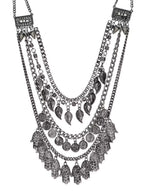 Silver-Plated Alloy Multi Layer Silver Oxidised Necklace - The Pari
