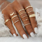 Gold-Polished Alloy Stylish Contemporary Stackable Ring - The Pari