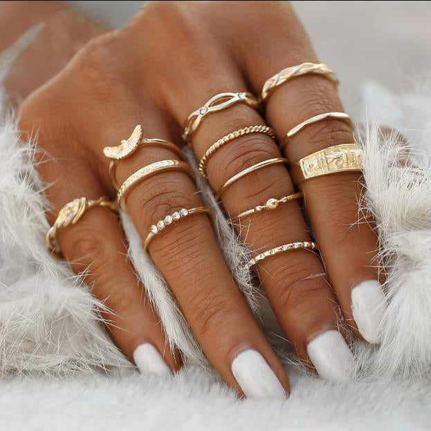 Gold-Polished Alloy Stylish Contemporary Stackable Ring - The Pari