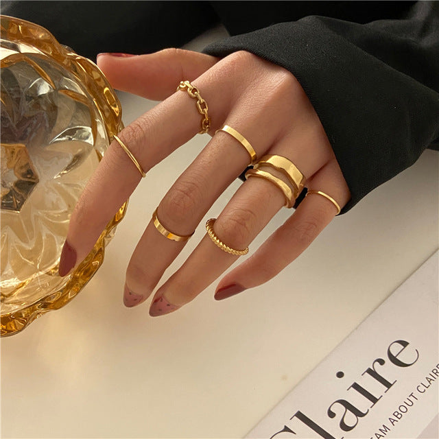 Gold-Polished Alloy Stylish Contemporary Stackable Ring - The Pari