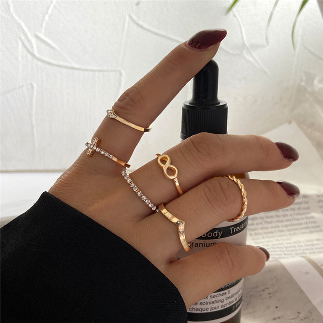 Gold-Polished Alloy Stylish Contemporary Stackable Ring - The Pari
