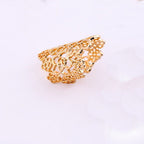Gold-Polished Alloy Golden Mughlai Ring - The Pari