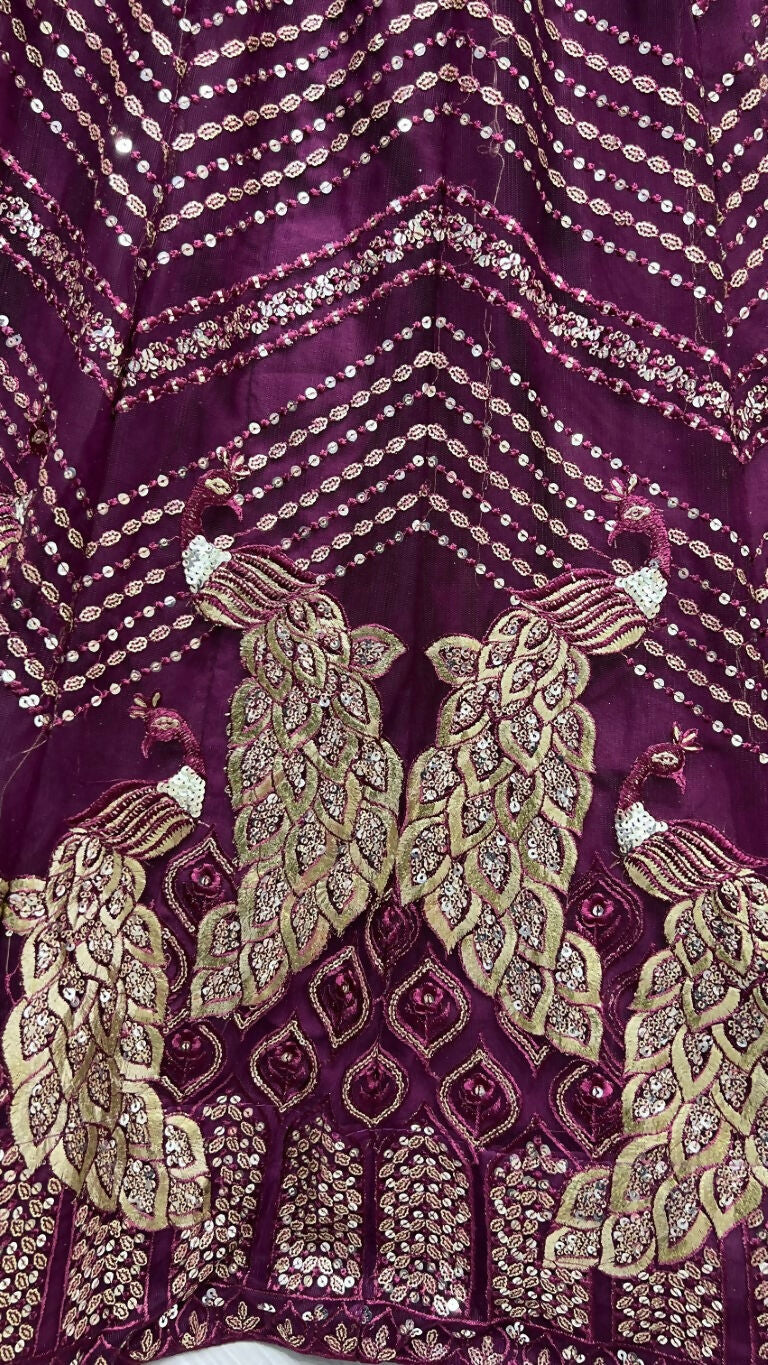 Jyoti Fashion Women's Purple Bridal Net Fancy Foil & Sequins with Multi Thread Embroidered Wedding Lehenga Choli