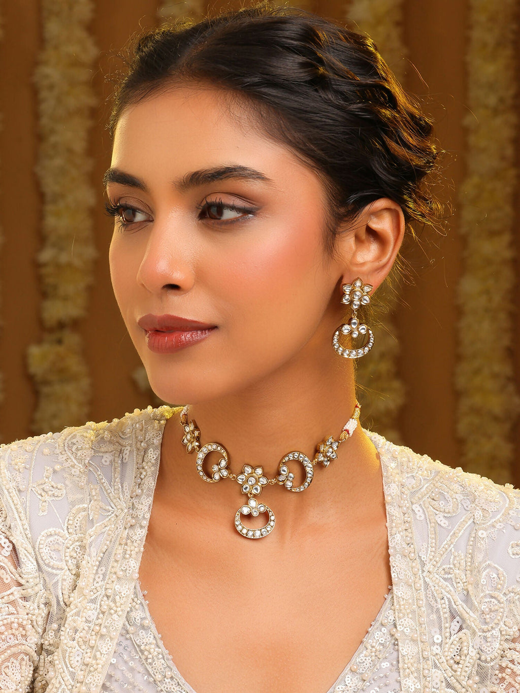 Ruby Raang Chandni Necklace Earrings Set