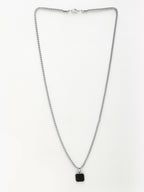 NVR Men's Silver-Plated Artificial Stone Stainless Steel Pendant with Chain