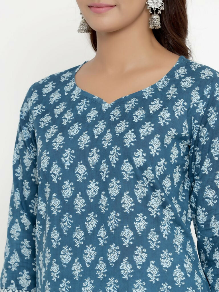 Miravan Women's Pure Cotton Straight Kurta And Palazzo Set