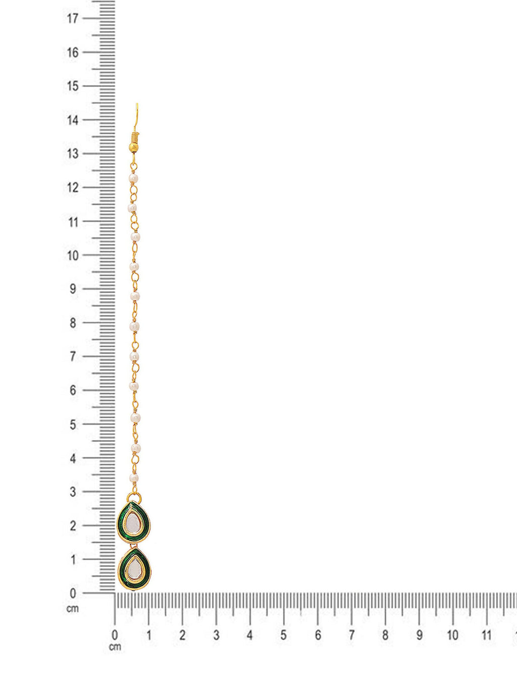 Ruby Raang Green Double Teardrop Kundan Maang Tikka with Meenakari - Distacart