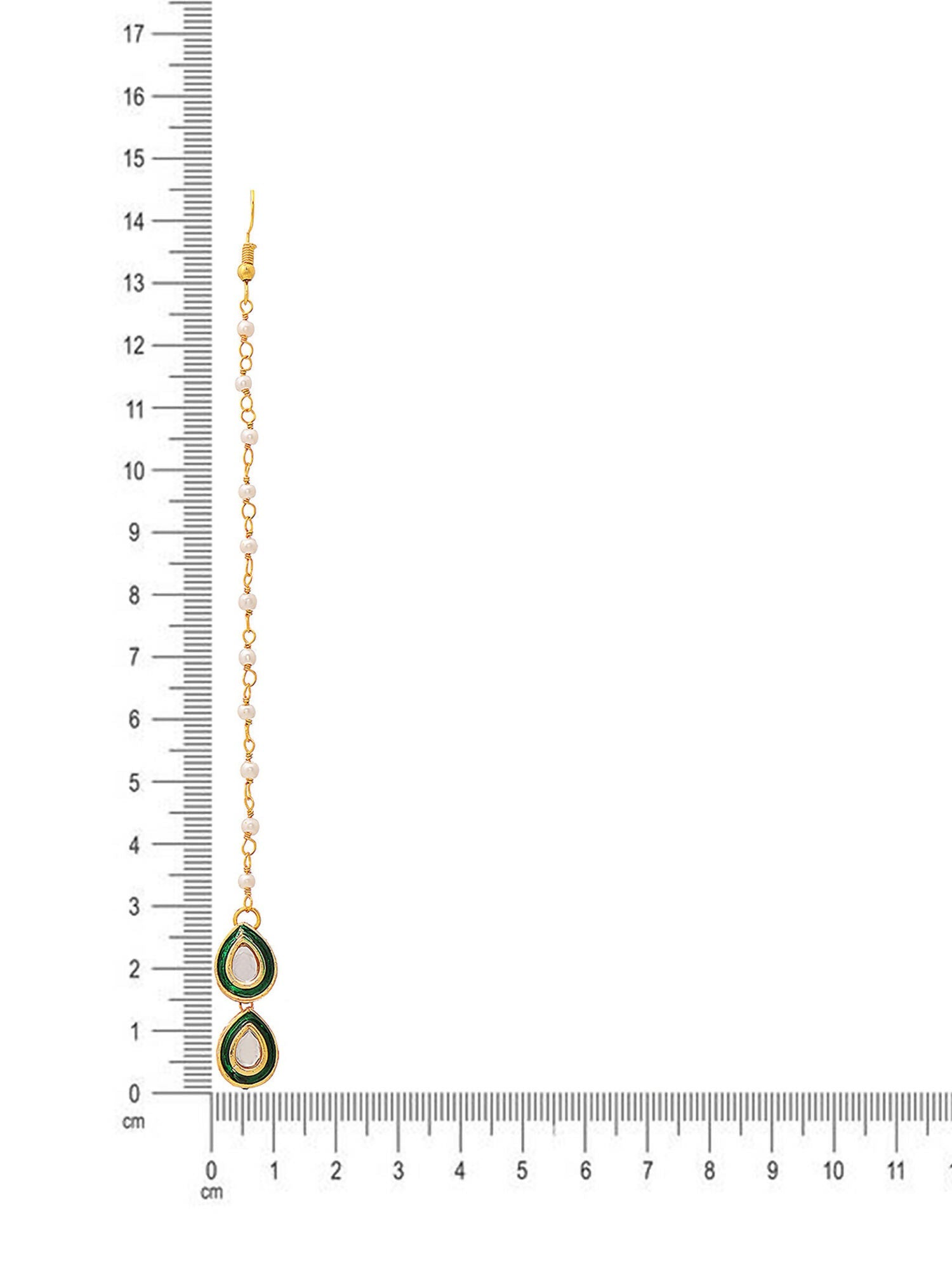 Ruby Raang Green Double Teardrop Kundan Maang Tikka with Meenakari - Distacart