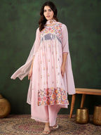 Sangria Embroidered Kurta, Palazzo With Dupatta