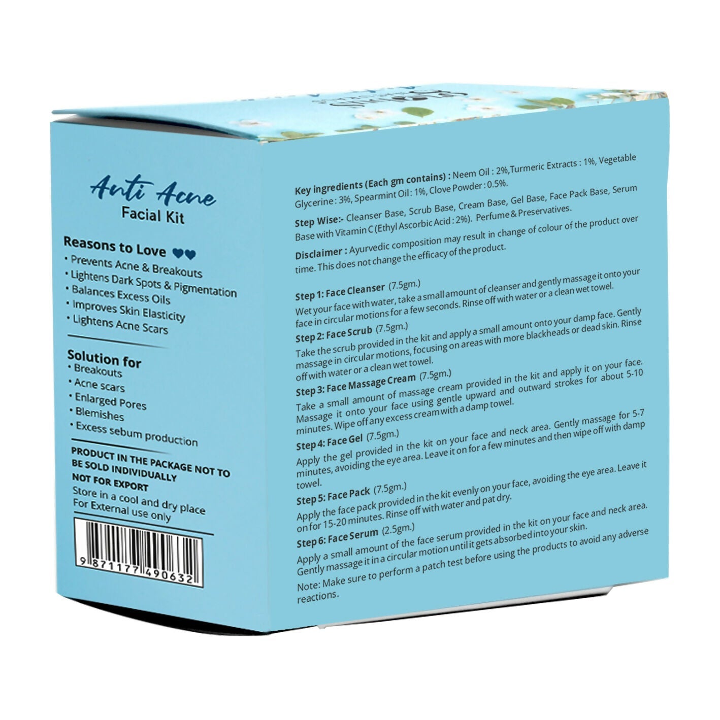Globus Naturals Anti Acne 6 Step Facial Kit - Distacart