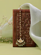 Ruby Raang Gold Polished Gold Kundan Maang Tikka - Distacart