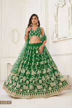 Eilara Women'S Green Butterfly Net With Sequins And Embroidery Work Lehenga Choli For Wedding