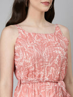 Souchii Peach Floral Fit & Flare Maxi
