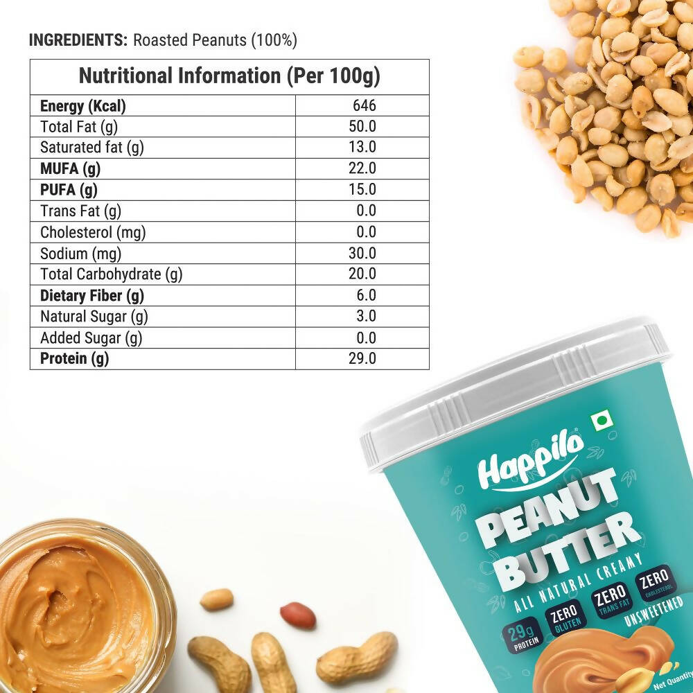 Happilo All Natural Peanut Butter Creamy-Unsweetened