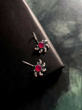 Joban Fashion Women Red Monalisa Stone Oxidized Half Flower Small Earring - Distacart