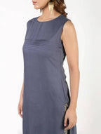 Aniyah Rayon Solid Pintucks Straight Grey Kurta (AN-154K)