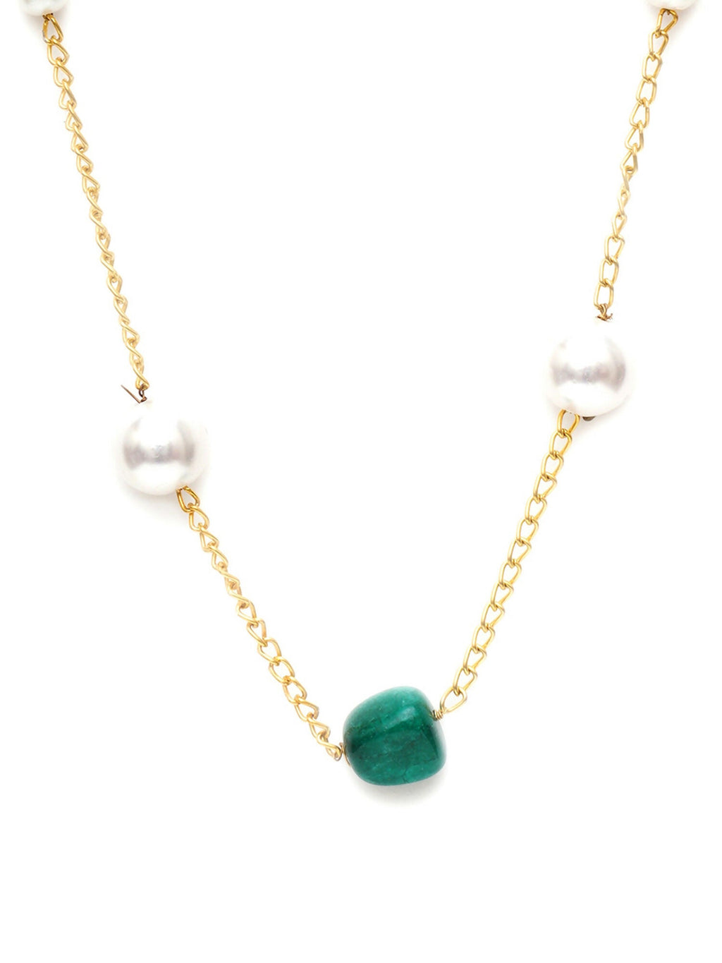 Layered Pearl and Emerald Neckpiece (gold) - Ruby Raang