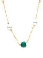 Layered Pearl and Emerald Neckpiece (gold) - Ruby Raang