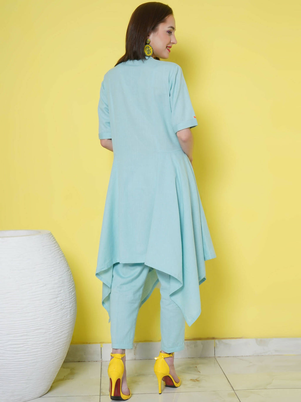 Women Republic Light Blue Cotton Kurta Set - Distacart