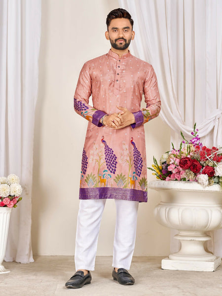 Anaita Pink Dola Silk Straight Kurta With Foil Work