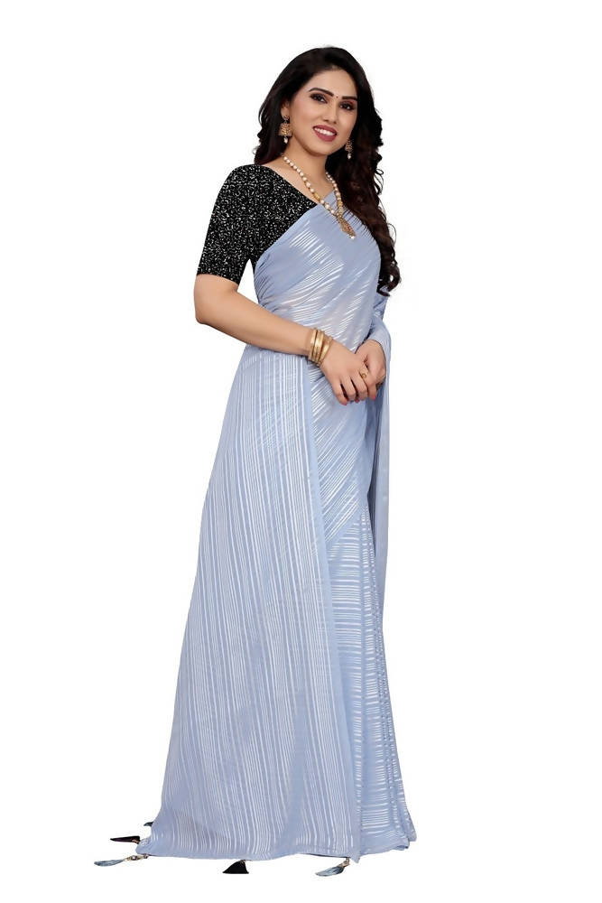 Vamika Grey Georgette Seqence Saree (Riva Grey)