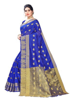 Vamika Banarasi Jacquard Weaving Blue With Gold Print Saree