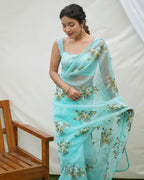 Vamsee Anamika Sky Organza Silk Saree