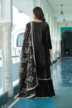Teeya Creation Black Colour Chinnon Silk Heavy Embroidery Work Fully Stitched Salwar Suit - Distacart