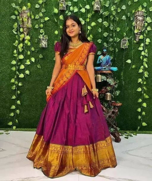 DEIANA'S Beautiful KanJivaram Silk Jari Lahengha Choli - Maroon