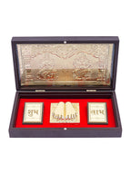 Golden Peacock Brown & Gold-Toned 24 Ct Gold Foil Laxmi And Ganesh Pooja Box