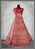 Red Velvet Zardosi Work With Pure Mirror Work Lehenga Choli - Nimaya Tyohar