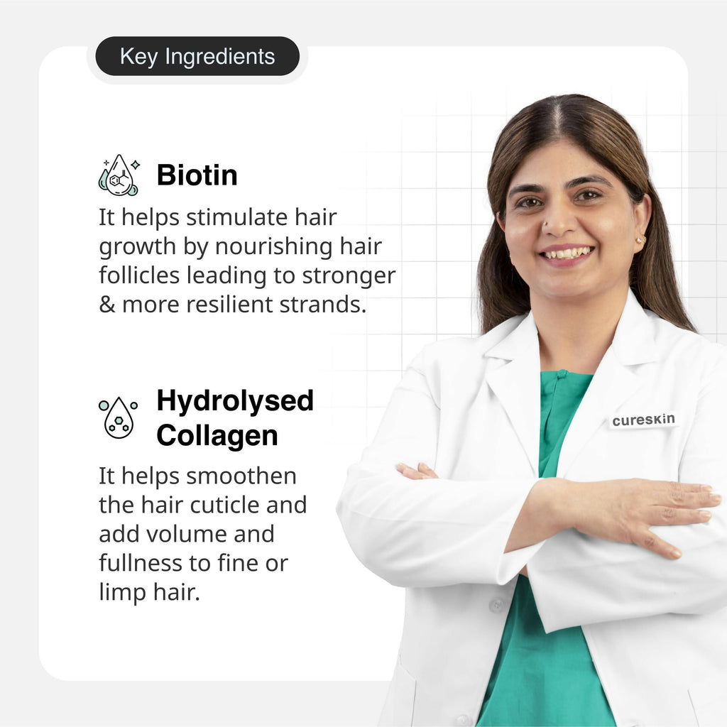 Cureskin Biotin & Collagen Vitamin B5 Glycolipids Shampoo: Strengthen Hair, Reduce Hairfall & Repair Damage