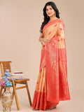 Shree Shyam Fashion Banarasi Silk Cream & Red Saree - Distacart