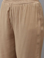 Yufta Women Beige & Charcoal Grey Ethnic Motifs Embroidered Kurta with Trouser & Dupatta