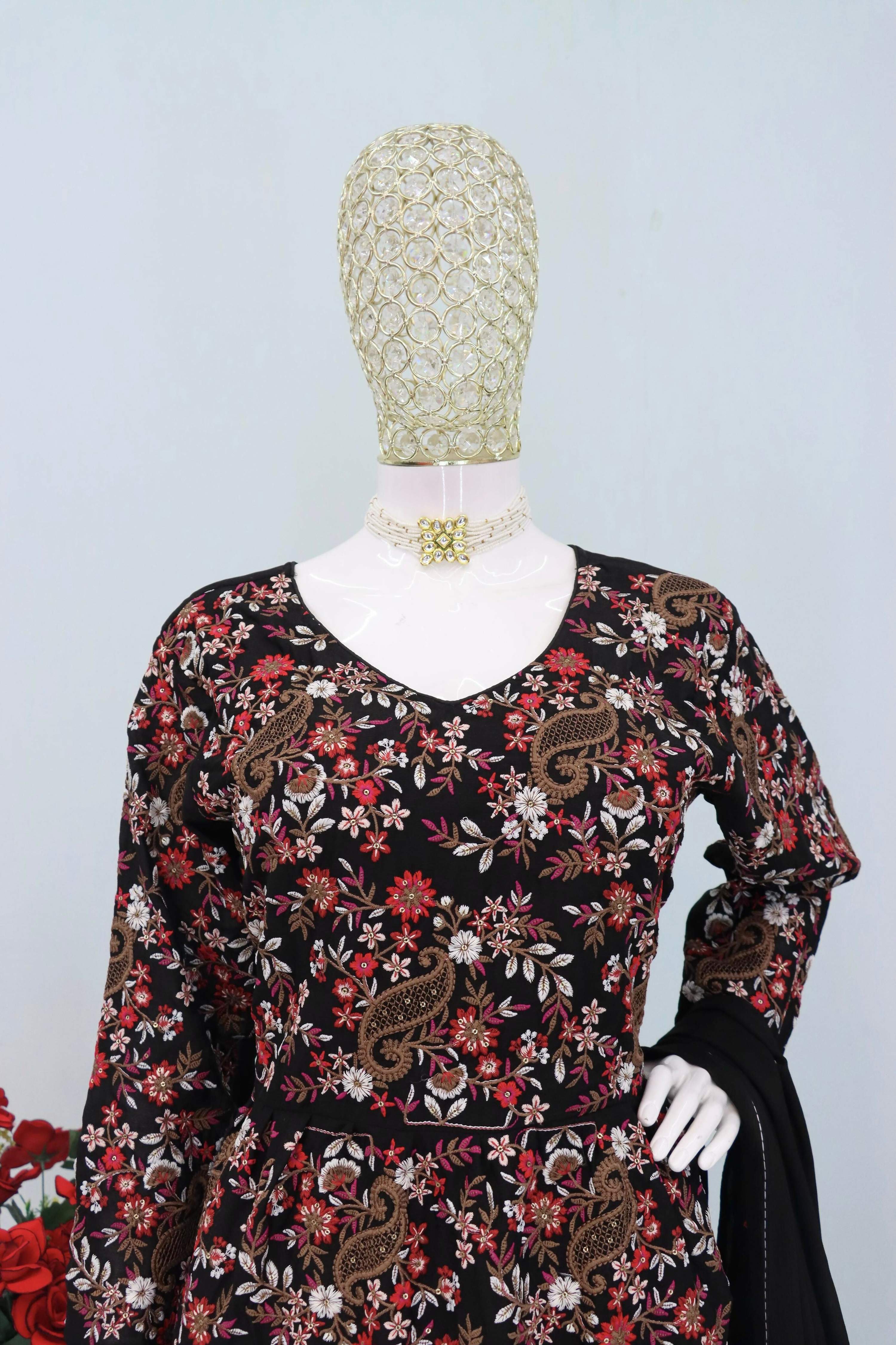 Anaita Black Chiffon Embroidered With Sequins Work Salwar Suit - Distacart