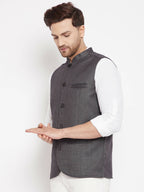 Even Apparels Grey Merino Men Woven Nehru Jacket PW685 - Distacart
