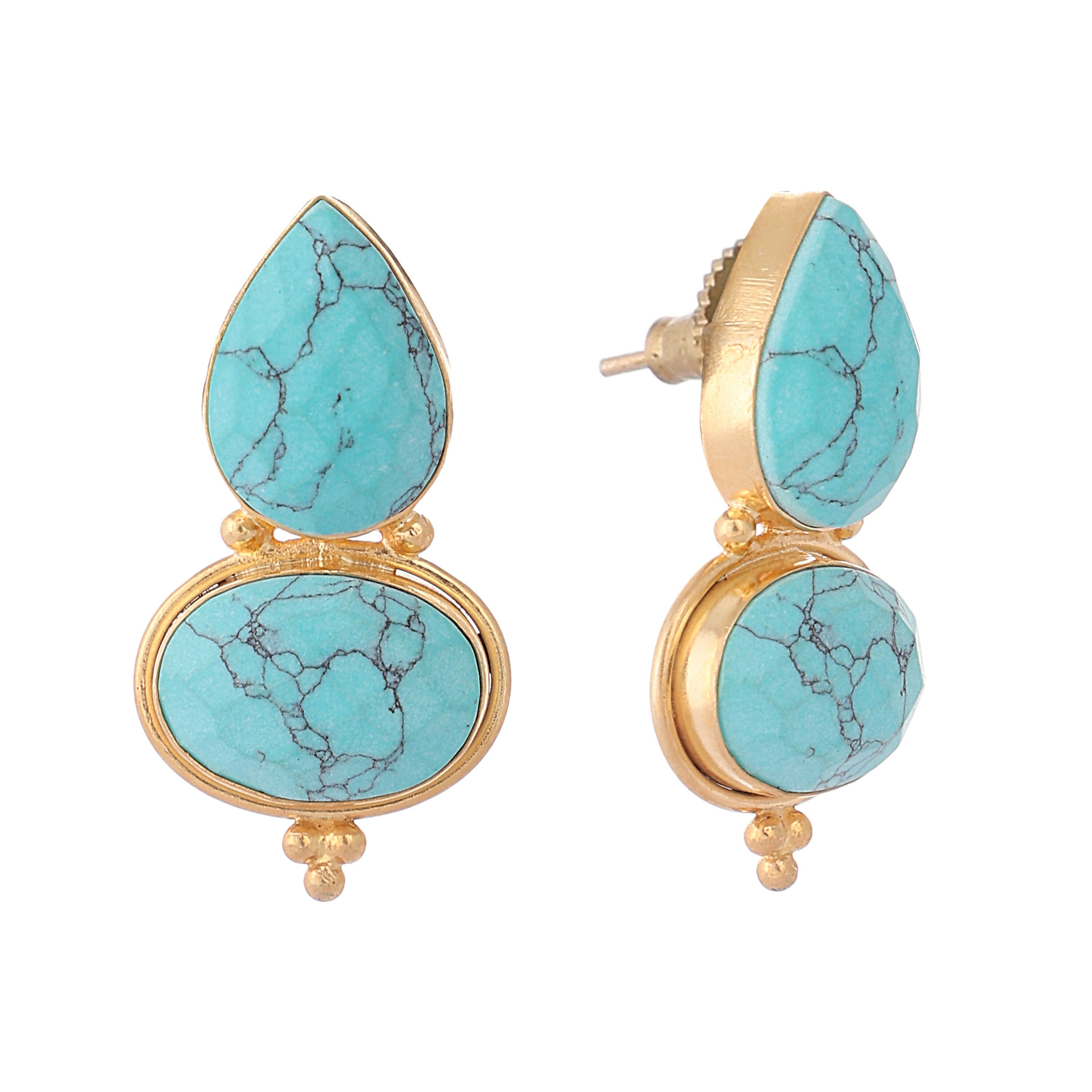 Nuyug 22K Gold Plated Turquoise Embrace Earrings - Distacart