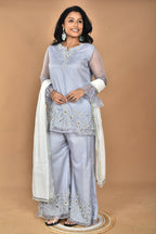 Morchari Women And Hand Embroidery Palazzo Set-Grey