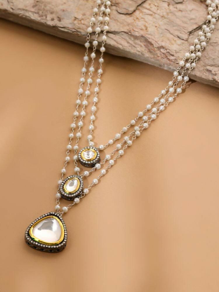 Beaded Layered Kundan Necklaces - Ruby Raang