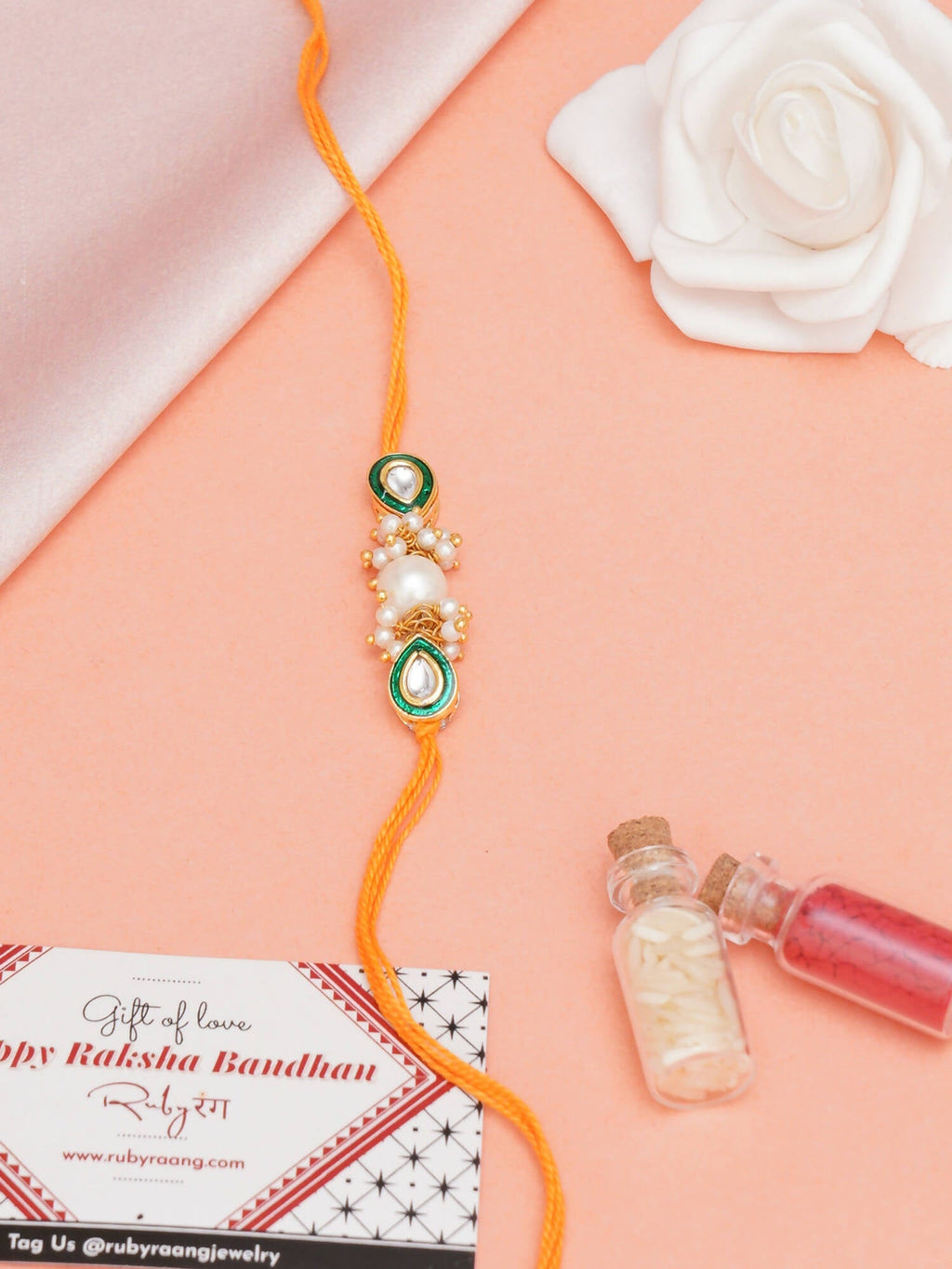 Designer kundan Rakhi - Ruby Raang - Distacart