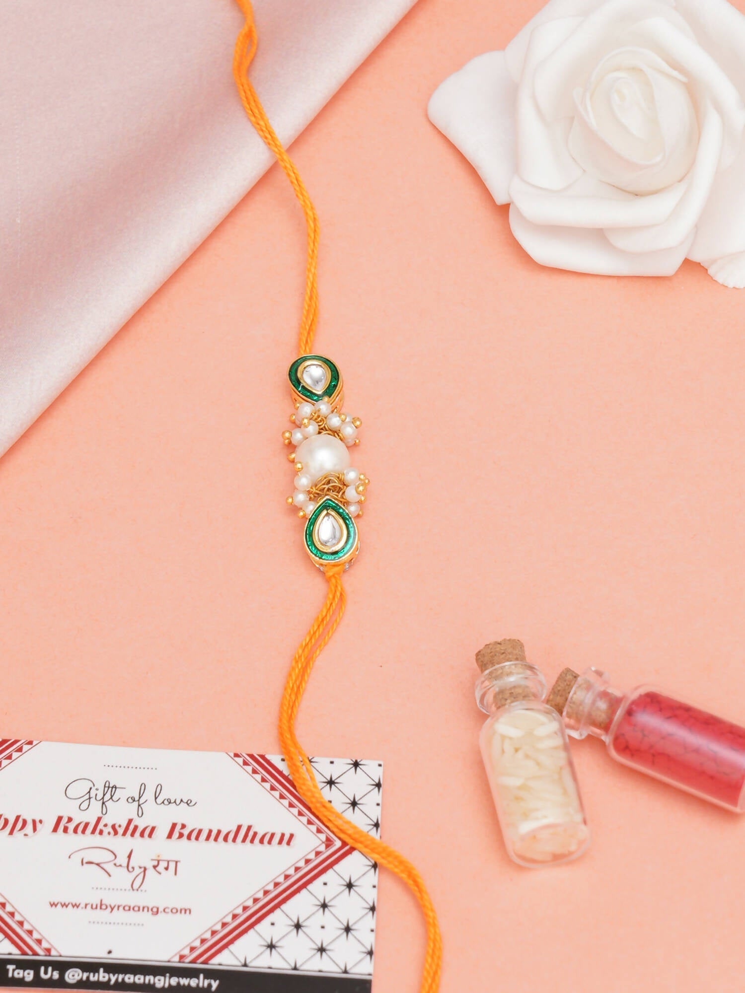 Designer kundan Rakhi - Ruby Raang - Distacart