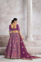 Kesar Fab Purple Banarasi Silk Hand_Woven Lehenga