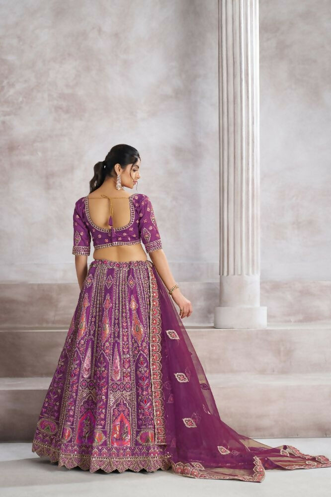 Kesar Fab Purple Banarasi Silk Hand_Woven Lehenga