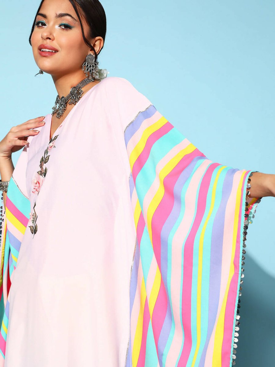 Ahalyaa Women Lovely Pink Crepe Vacation Stripes Kurta - Distacart