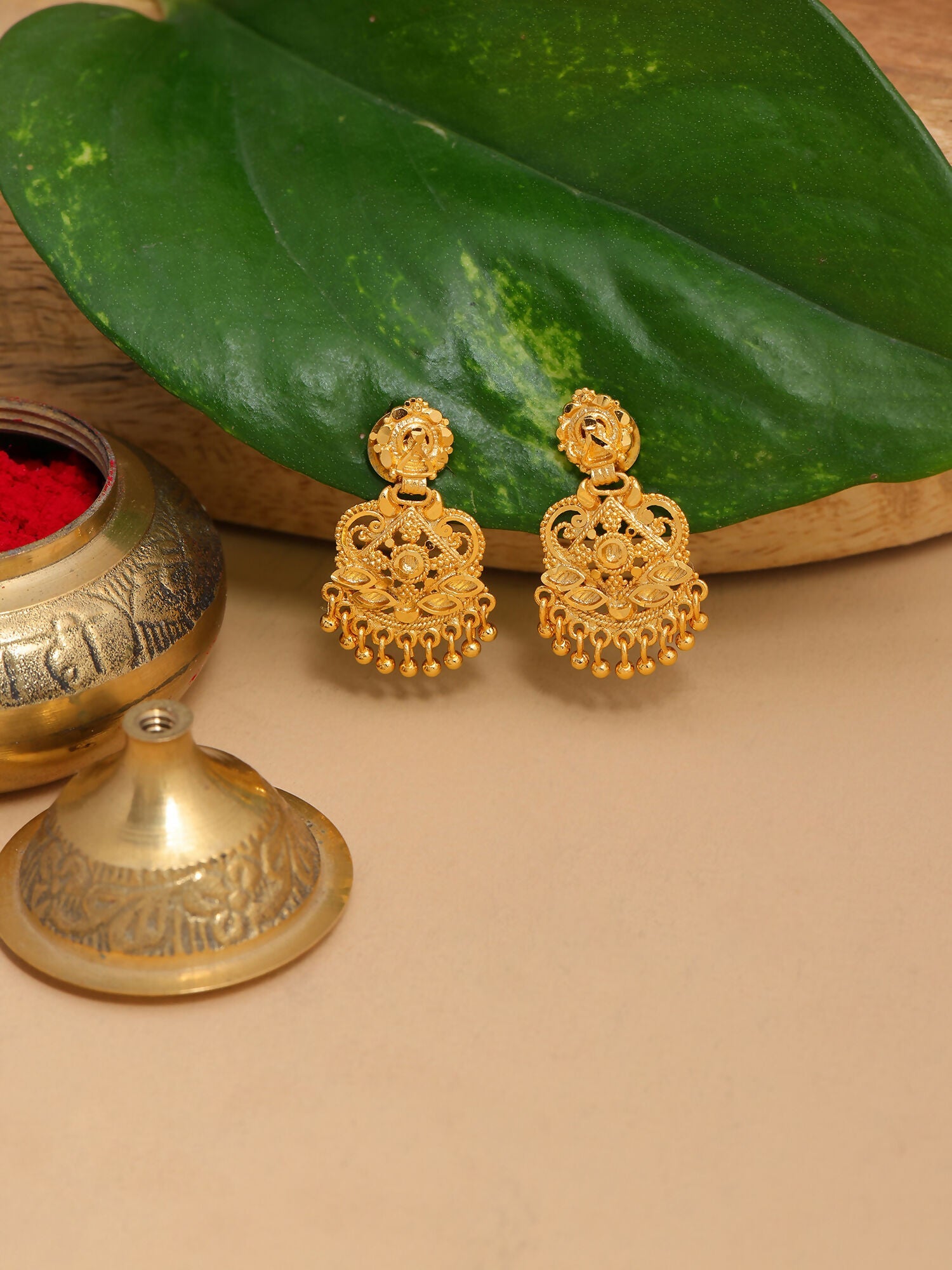 Ruby Raang Traditional Gold Earrings - Distacart