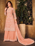 Myra Orange Net Embroidered Palazzo Suit